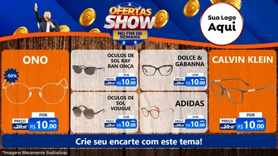 Modelo de TV para TV Horizontal com o tema Ofertas Show No Fim De Semana para Óticas