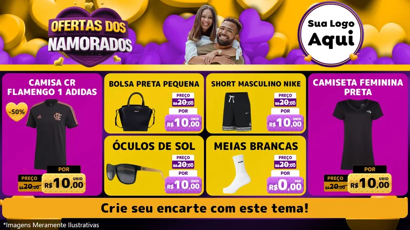 Modelo de TV para TV Horizontal com o tema Oferta Dos Namorados para Roupas e acessórios