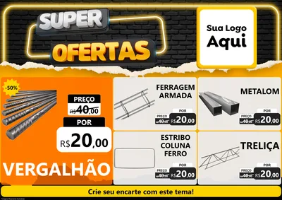 Modelo de Encarte para Encarte A4 Horizontal com o tema Super Ofertas para Ferragens