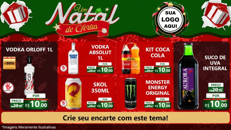 Modelo de TV para TV Horizontal com o tema Um Natal de Ofertas para Distribuidora de bebidas
