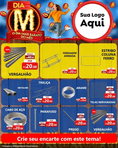 Modelo de Rede Social para Feed Instagram com o tema Dia M - O Dia Mais Barato Do Mês para Ferragens