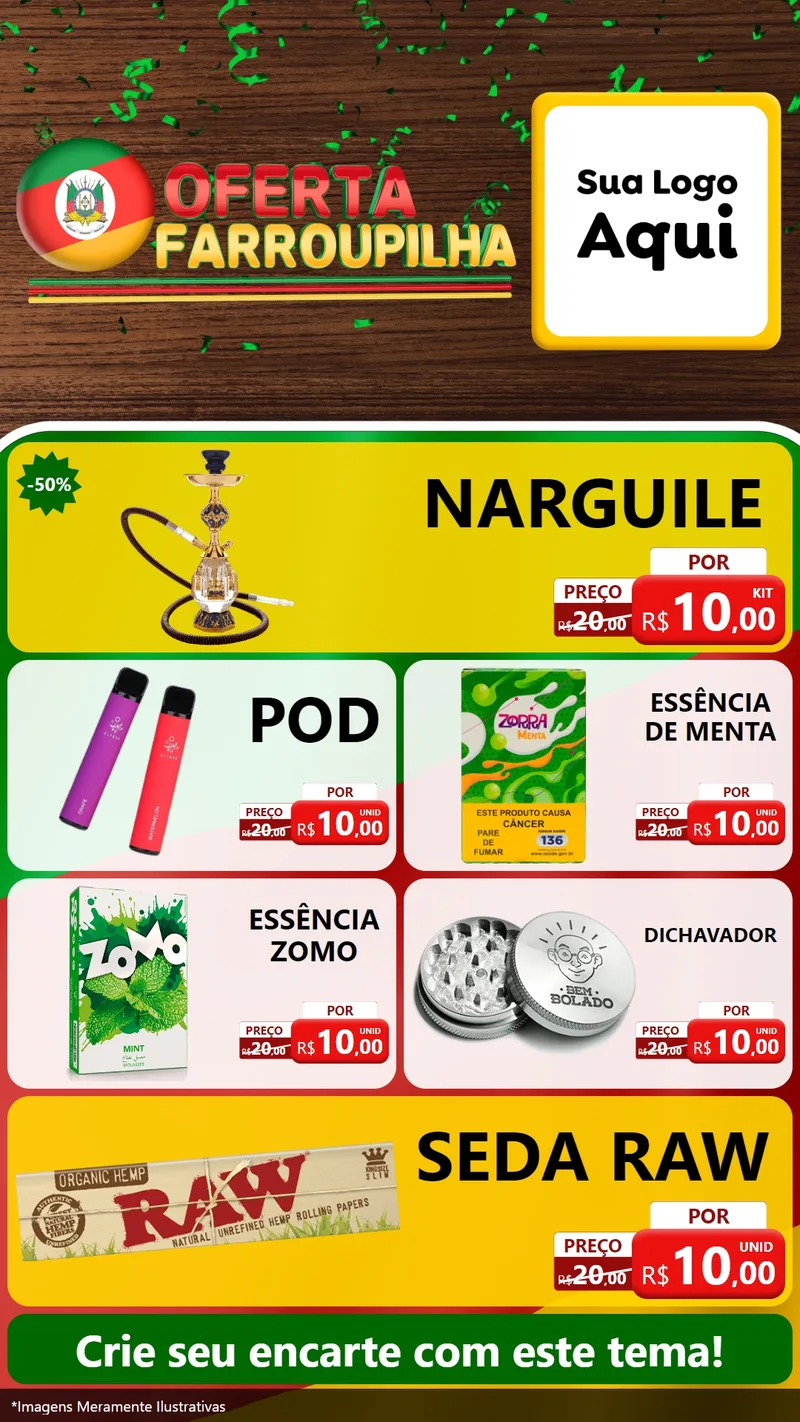 Modelo de TV para TV Vertical com o tema Oferta Farroupilha para Tabacaria