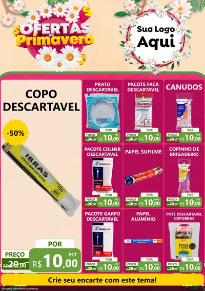 Modelo de Encarte para Encarte A4 Vertical com o tema Ofertas de Primavera para Embalagens