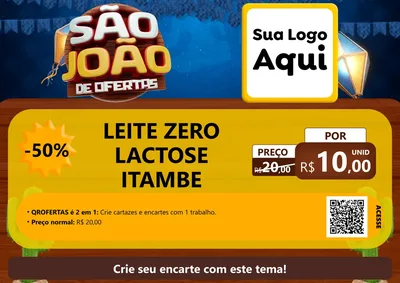 Modelo de Cartaz para Cartaz A4 Horizontal com o tema São João Ofertas Imbatíveis! - Junina para Frios e Laticínios