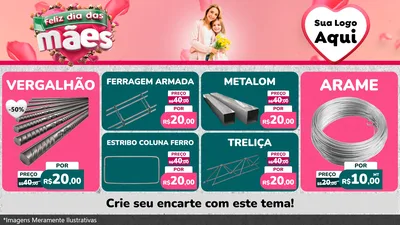 Modelo de TV para TV Horizontal com o tema Feliz Dia das Mães para Ferragens