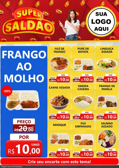 Modelo de Encarte para Encarte A4 Vertical com o tema Super Saldão para Restaurante
