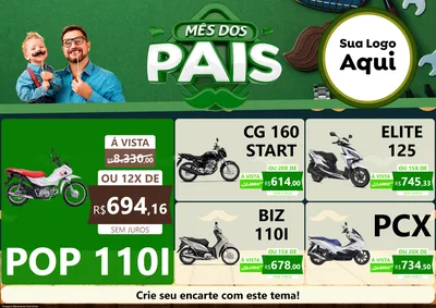 Modelo de Encarte para Encarte A4 Horizontal com o tema Mês dos Pais para Concessionaria de Motos