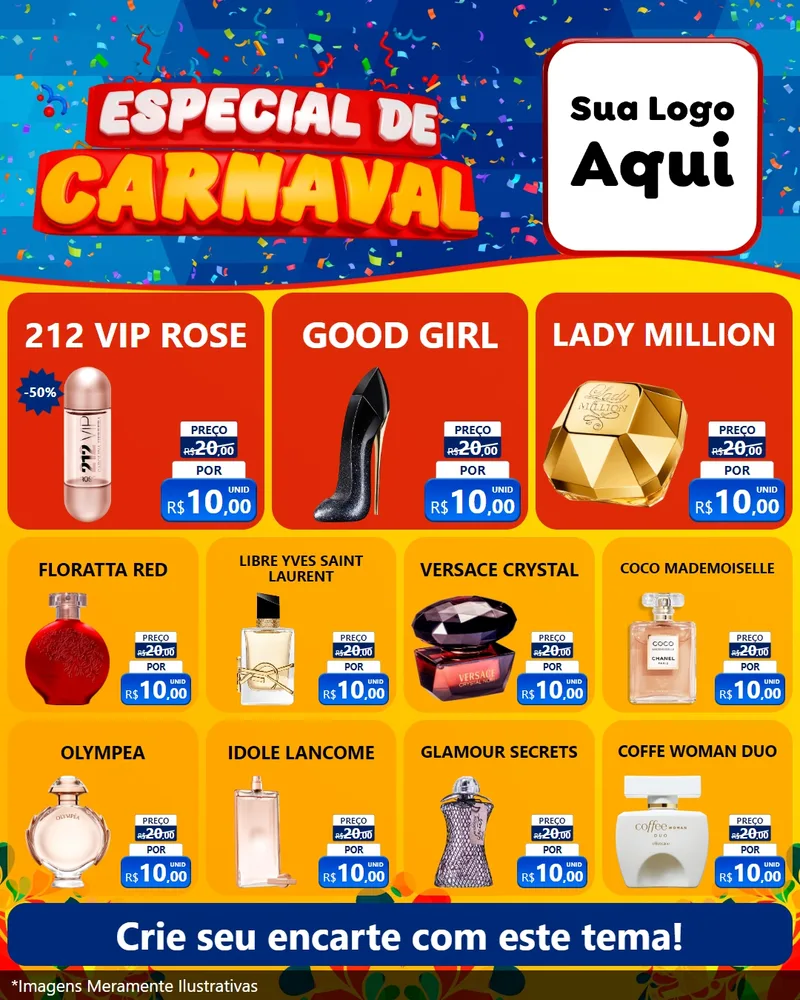 Modelo de Rede Social para Feed Instagram com o tema Especial de Carnaval para Perfumes