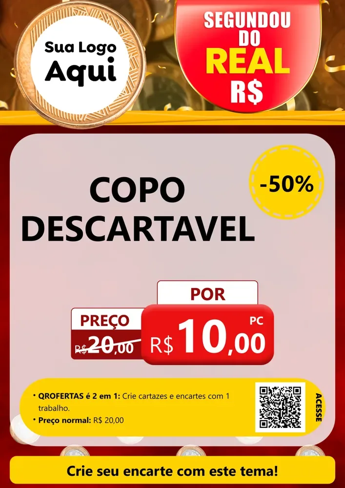 Modelo de Cartaz para Cartaz A4 Vertical com o tema Segundou do Real para Embalagens