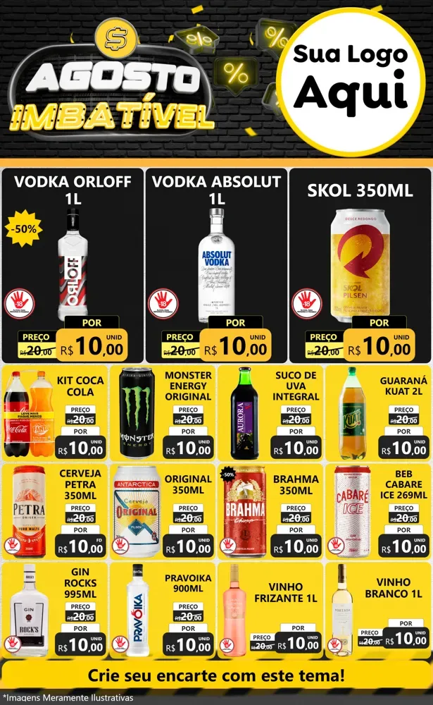Modelo de Encarte para Encarte Grande com o tema Agosto Imbatível para Distribuidora de bebidas