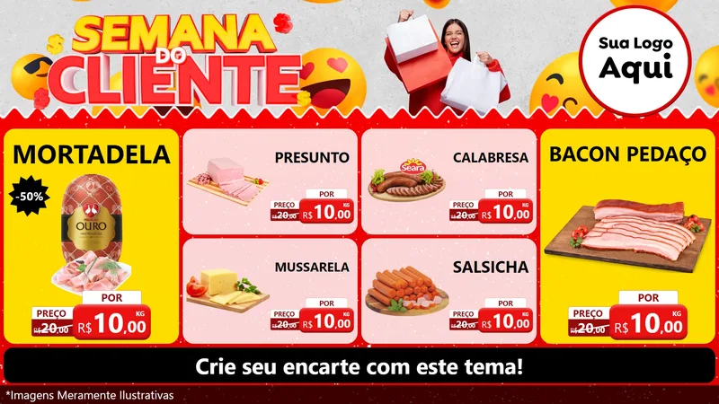 Modelo de TV para TV Horizontal com o tema Semana do Cliente para Frios e Laticínios