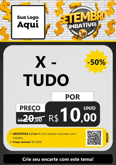 Modelo de Cartaz para Cartaz A4 Vertical com o tema Setembro Imbatível para Hamburgueria