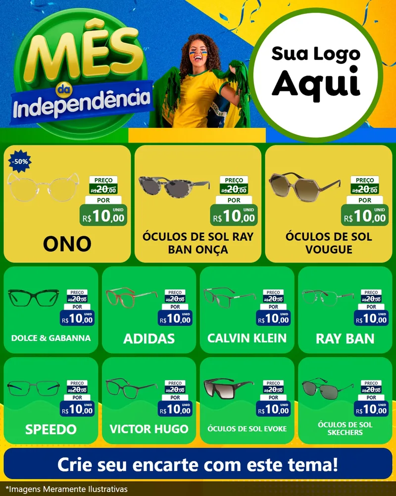 Modelo de Rede Social para Feed Instagram com o tema Mês da Independência para Óticas