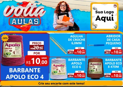 Modelo de Encarte para Encarte A4 Horizontal com o tema Volta às Aulas para Armarinho e Aviamentos