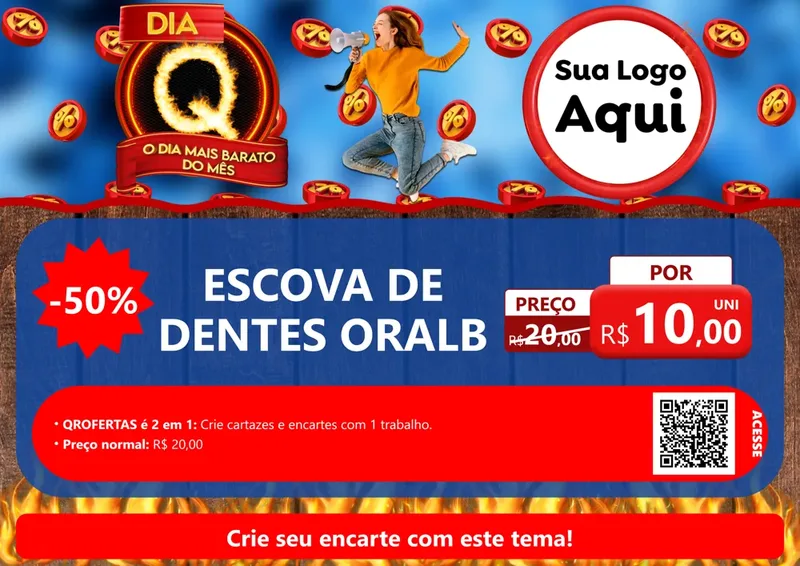 Modelo de Cartaz para Cartaz A4 Horizontal com o tema Dia Q - O Dia Mais Barato Do Mês para Higiene Pessoal