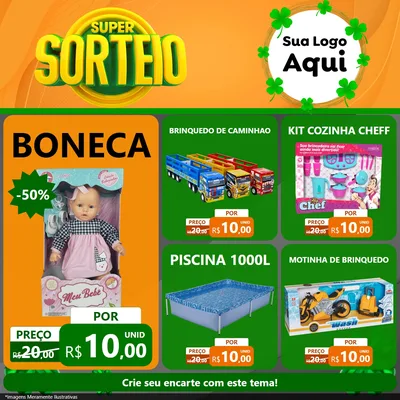Modelo de Rede Social para Feed Facebook com o tema Super Sorteio para Brinquedos