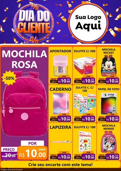 Modelo de Encarte para Encarte A4 Vertical com o tema Dia do Cliente para Papelaria