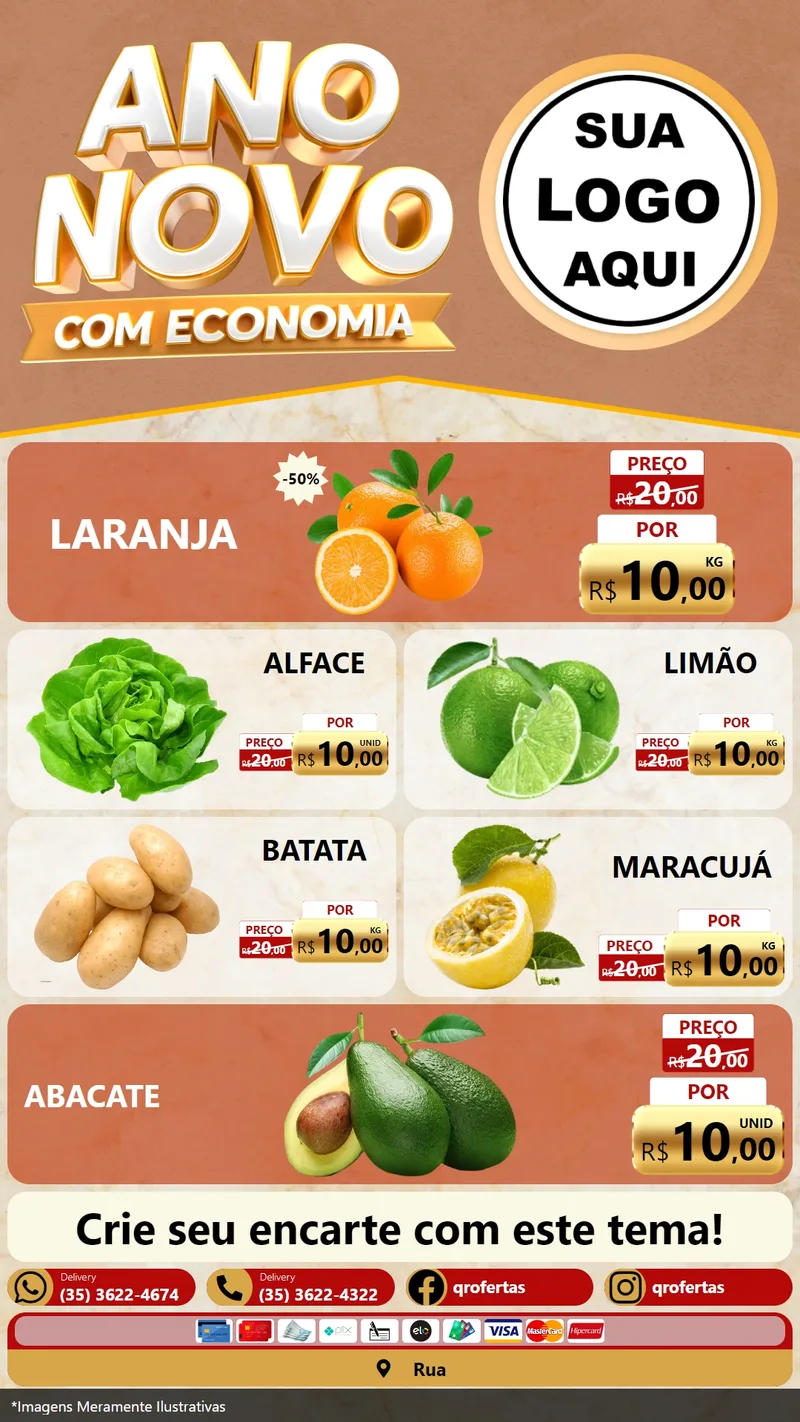 Modelo de TV para TV Vertical com o tema Ano Novo Com Economia para Hortifrúti
