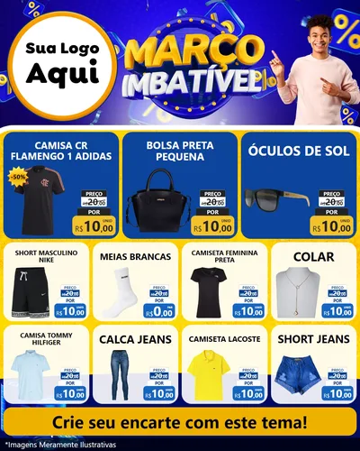 Modelo de Rede Social para Feed Instagram com o tema Março Imbatível para Roupas e acessórios