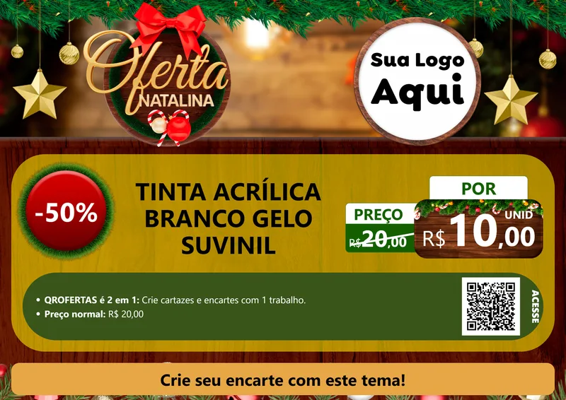 Modelo de Cartaz para Cartaz A4 Horizontal com o tema Ofertas Natalina para Tintas e Ferramentas