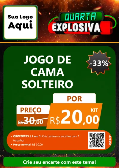 Modelo de Cartaz para Cartaz A4 Vertical com o tema Quarta Explosiva para Cama, Mesa e Banho