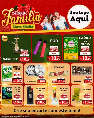 Modelo de Rede Social para Feed Instagram com o tema Alegria em Família Super Ofertas - Natal para Tabacaria