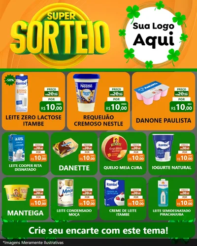 Modelo de Rede Social para Feed Instagram com o tema Super Sorteio para Frios e Laticínios