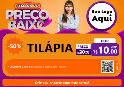 Modelo de Cartaz para Cartaz A4 Horizontal com o tema Semana do Preço Baixo para Peixaria