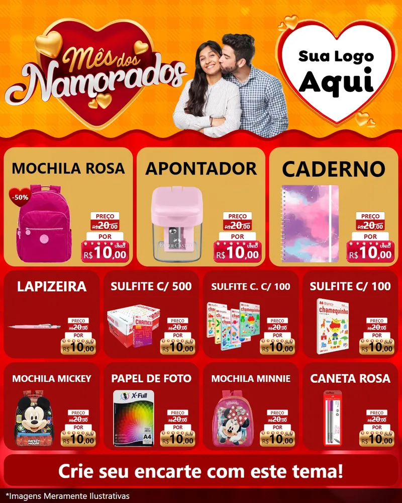 Modelo de Rede Social para Feed Instagram com o tema Mês dos Namorados para Papelaria