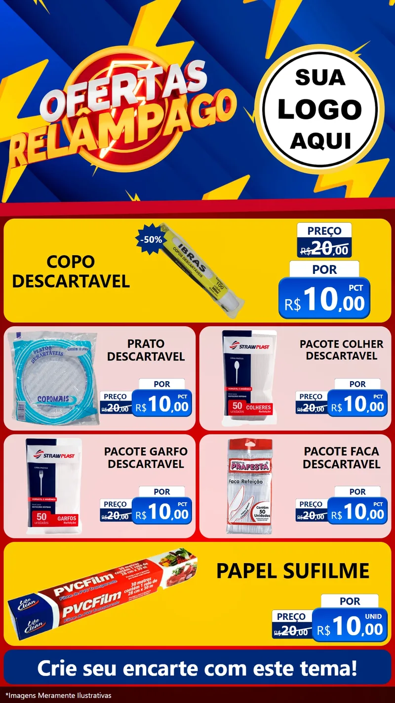 Modelo de TV para TV Vertical com o tema Ofertas Relâmpago para Embalagens
