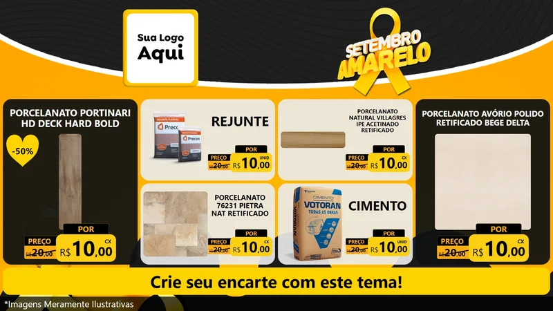 Modelo de TV para TV Horizontal com o tema Setembro Amarelo para Pisos e revestimentos