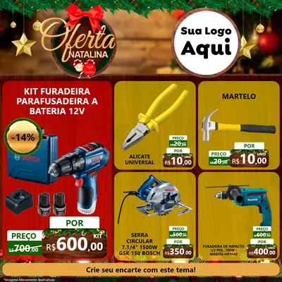 Modelo de Rede Social para Feed Facebook com o tema Ofertas Natalina para Maquinas e Ferramentas