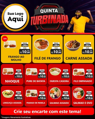 Modelo de Rede Social para Feed Instagram com o tema Quinta Turbinada para Restaurante