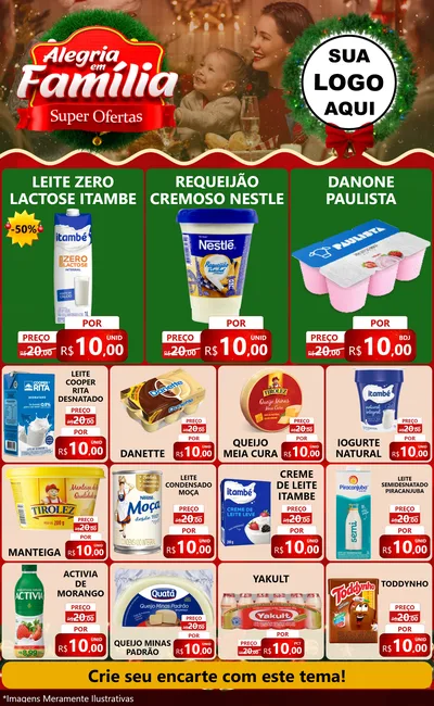Modelo de Encarte para Encarte Grande com o tema Alegria Em Família - Super Ofertas para Frios e Laticínios