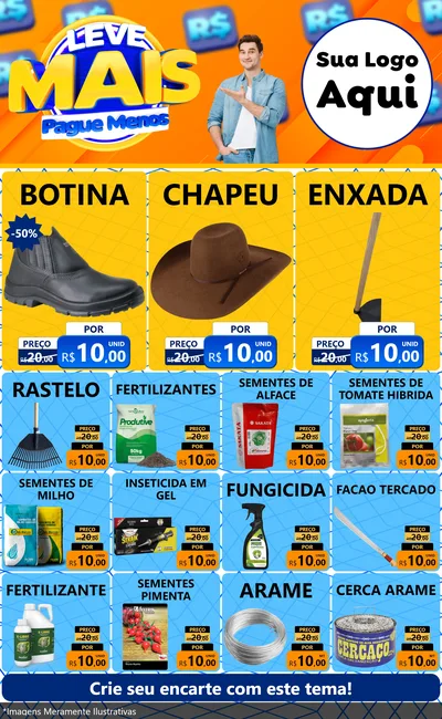 Modelo de Encarte para Encarte Grande com o tema Leve Mais, Pague Menos para Agropecuária