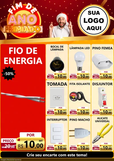 Modelo de Encarte para Encarte A4 Vertical com o tema Fim de Ano Premiado para Materiais Elétricos