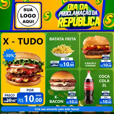 Modelo de Rede Social para Feed Facebook com o tema Dia Da Proclamação da República para Hamburgueria