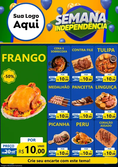 Modelo de Encarte para Encarte A4 Vertical com o tema Semana da Independência para Assados