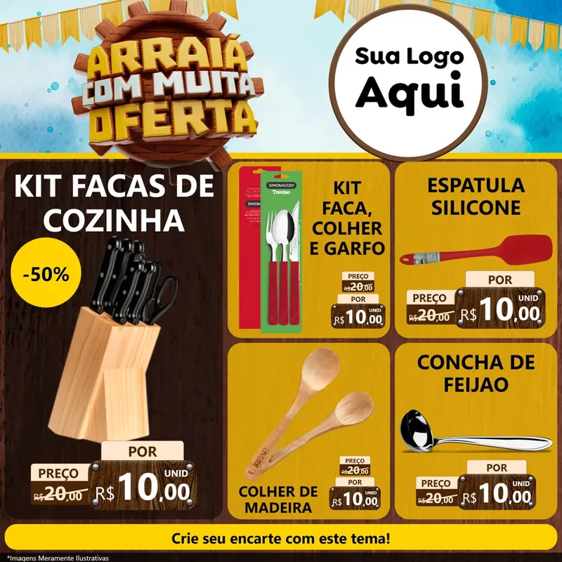 Modelo de Rede Social para Feed Facebook com o tema Ofertas de São João - Junina para Utilidades Domésticas