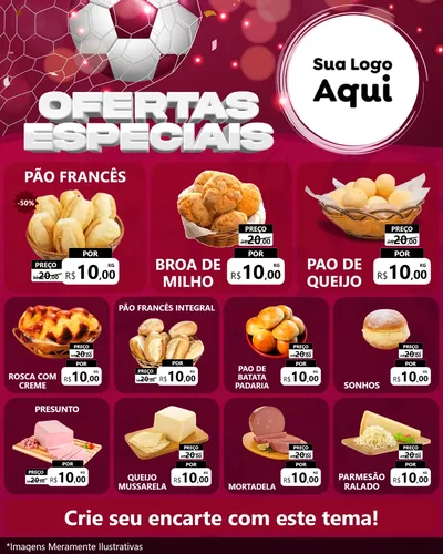 Modelo de Rede Social para Feed Instagram com o tema Ofertas Especiais - Futebol para Padaria