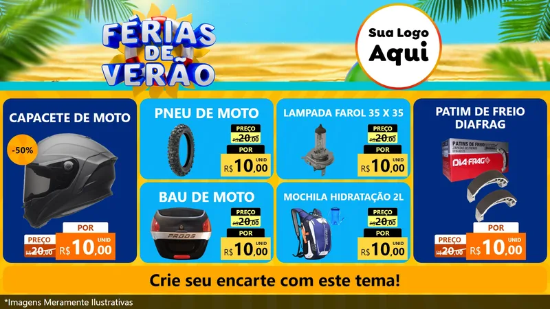 Modelo de TV para TV Horizontal com o tema Férias de Verão para Moto peças
