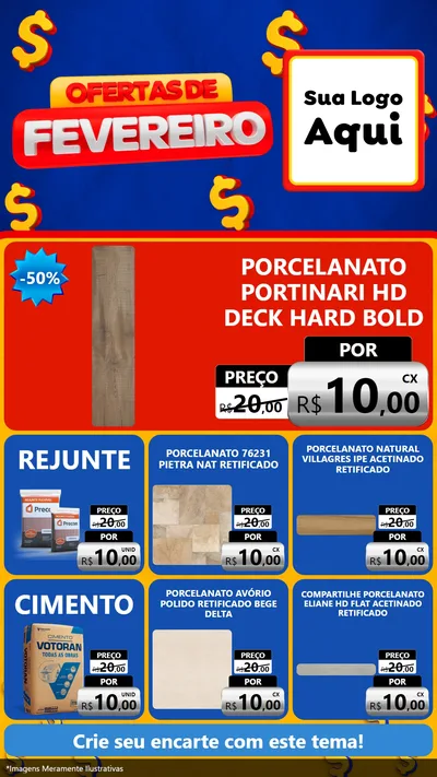 Modelo de Rede Social para Stories com o tema Ofertas de Fevereiro para Pisos e revestimentos
