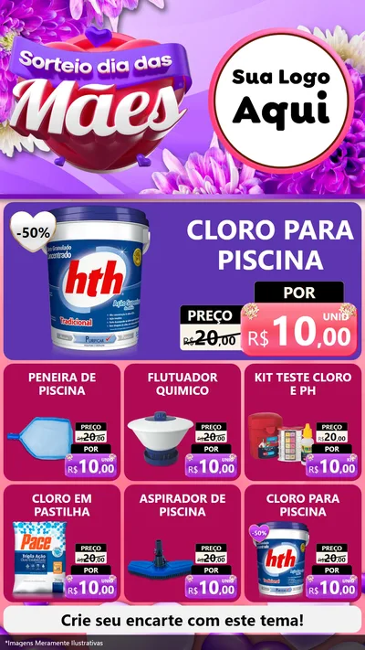 Modelo de Rede Social para Stories com o tema Sorteio Dia das Mães para Produtos para Piscina