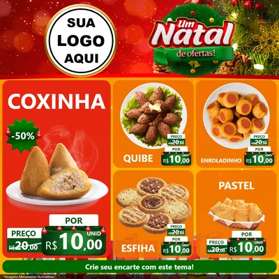 Modelo de Rede Social para Feed Facebook com o tema Um Natal de Ofertas para Salgadaria