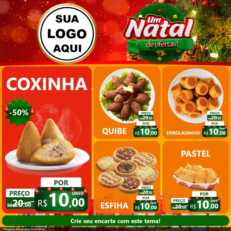 Modelo de Rede Social para Feed Facebook com o tema Um Natal de Ofertas para Salgadaria