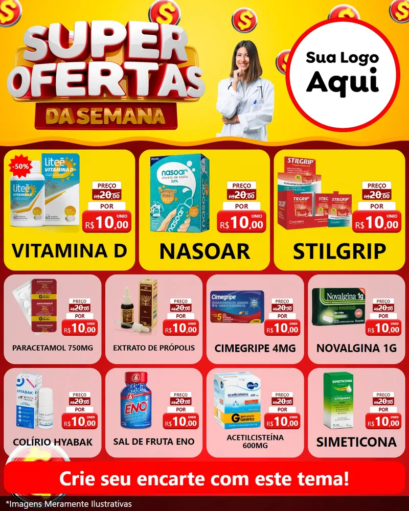 Modelo de Rede Social para Feed Instagram com o tema Super Ofertas da Semana - Farmácia para Farmácia