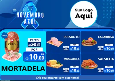 Modelo de Encarte para Encarte A4 Horizontal com o tema Novembro Azul para Frios e Laticínios