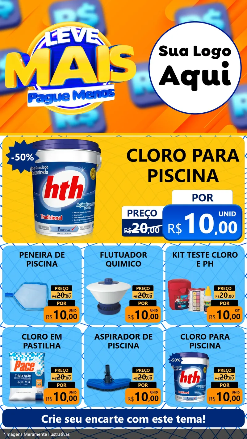 Modelo de Rede Social para Stories com o tema Leve Mais, Pague Menos para Produtos para Piscina