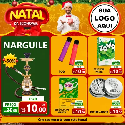 Modelo de Rede Social para Feed Facebook com o tema Natal da Economia para Tabacaria