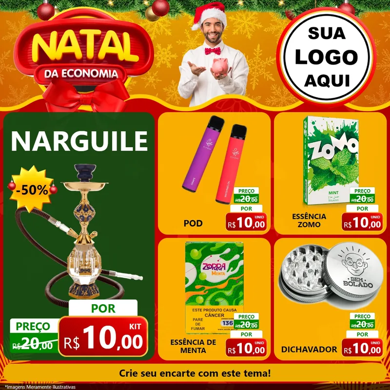 Modelo de Rede Social para Feed Facebook com o tema Natal da Economia para Tabacaria
